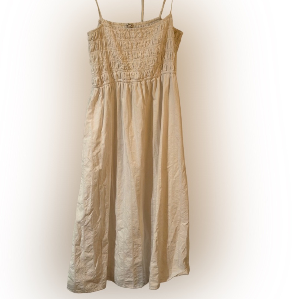 Cream Smocked Strapless Maxi Dress